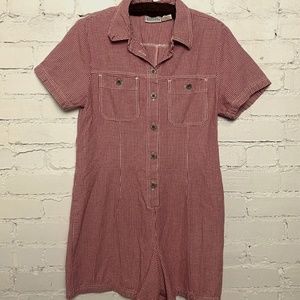 90's Basic Editions white and red plaid romper